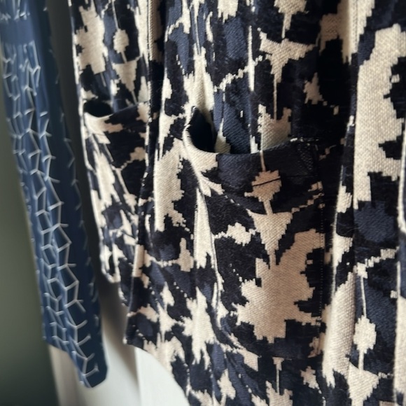 Nic+Zoe Knit Blazer Cardigan Long Sleeve Partial Closure - Blue Cream Size PP - Picture 7 of 15